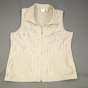 Weekends Perfect Stretch by Chico Size 2 Vest open weave Tan L/12
